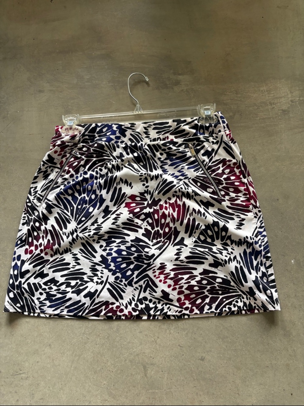 Printed A-Line golf Skort in White, Navy & Burgundy